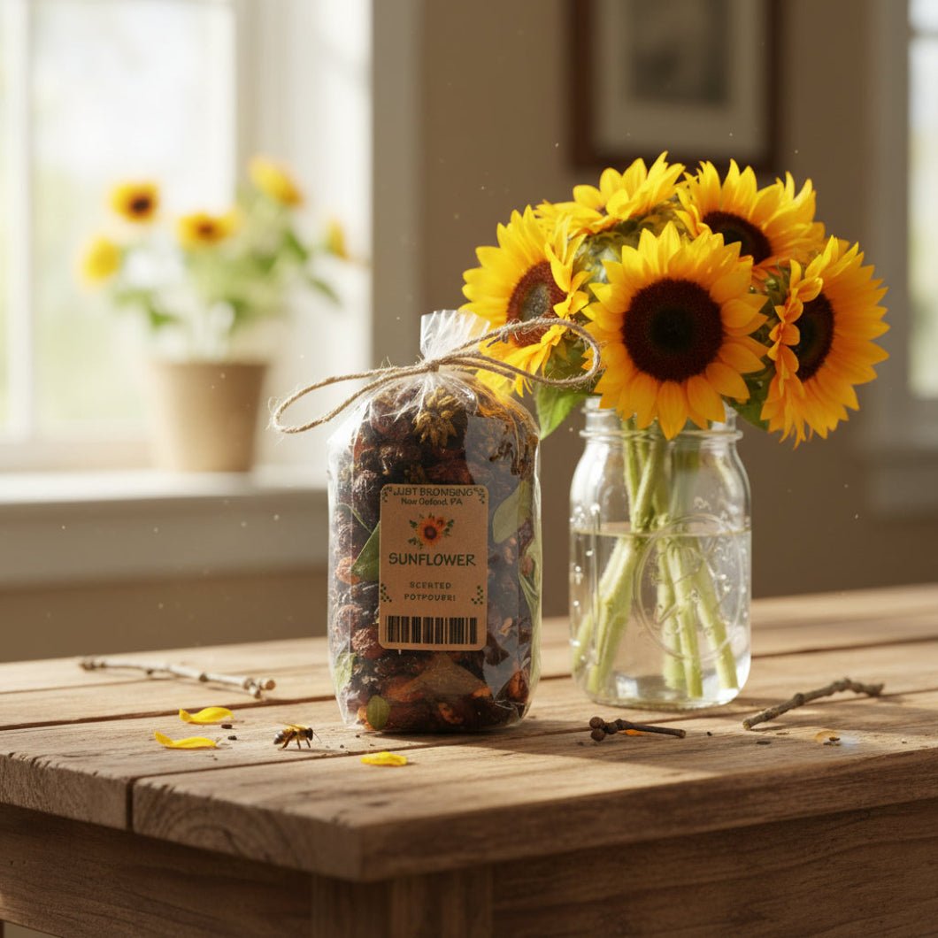 Handcrafted USA Farmhouse Sunflower Potpourri w/Rosehips - The Primitive Pineapple Collection