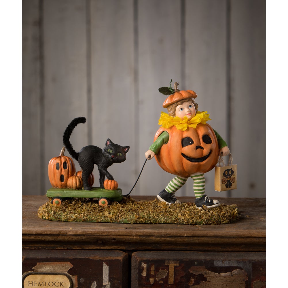 Bethany Lowe Halloween Pumpkin Paige with Wagon TD3152