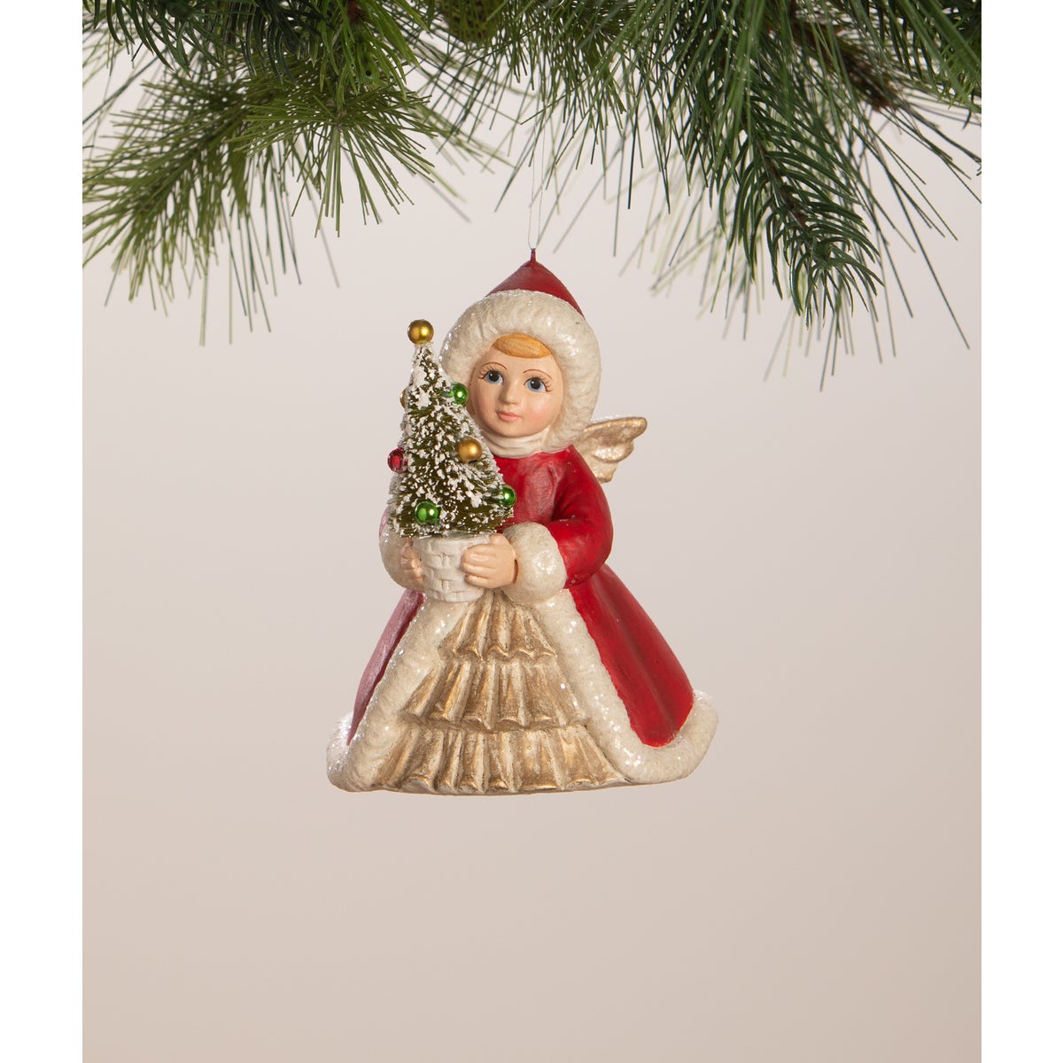 Bethany Lowe Christmas Angel Holding Tree Ornament TD3170