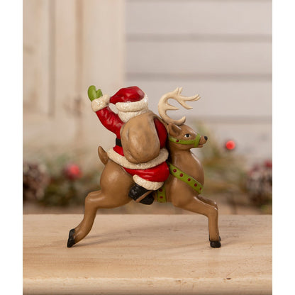 Bethany Lowe Christmas Retro Santa Riding Reindeer TD3174