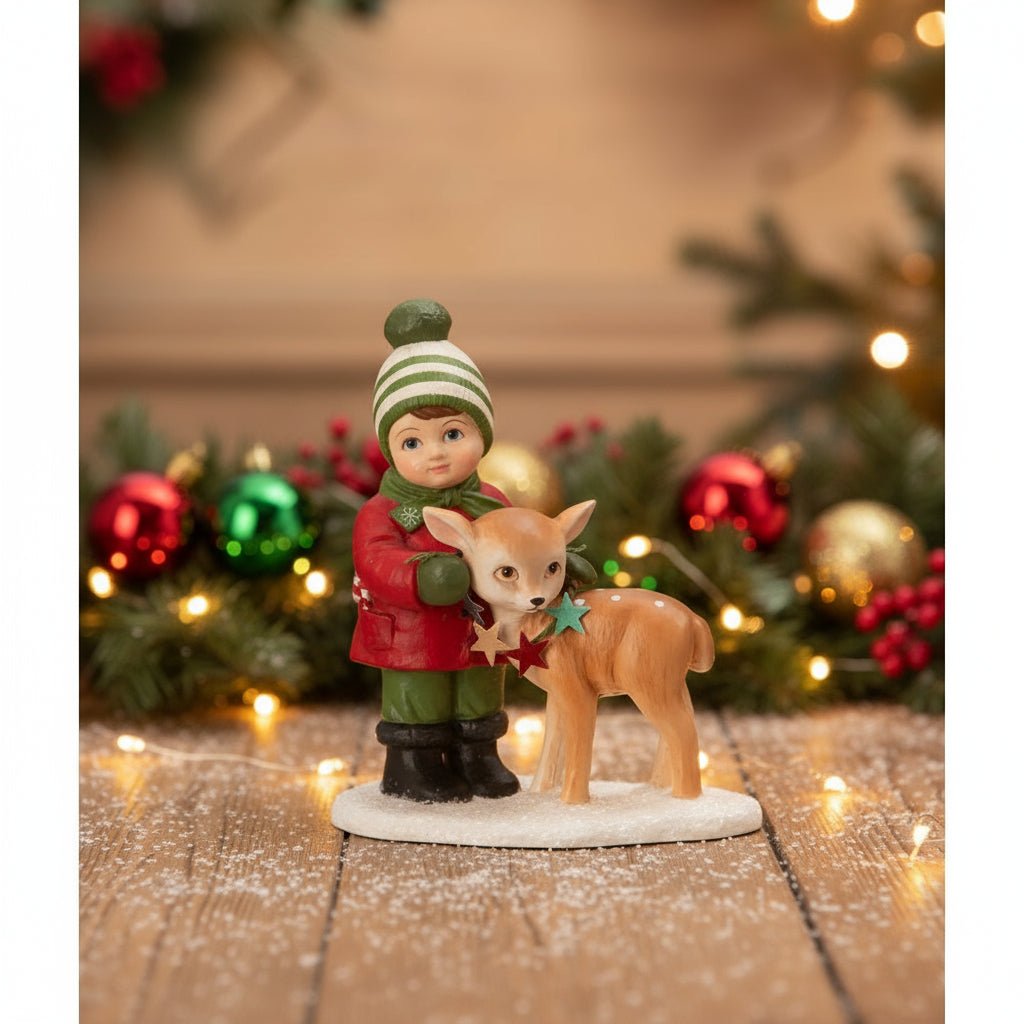 Bethany Lowe Christmas Danny with Deer TD4176 - The Primitive Pineapple Collection