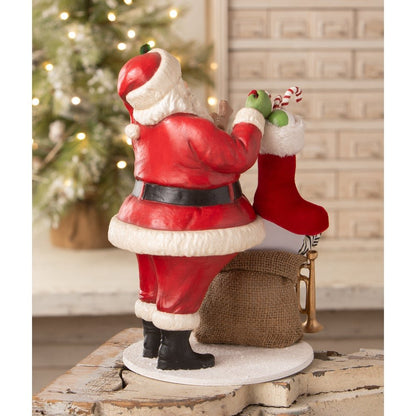 Bethany Lowe Christmas Santa Filling the Stocking TD4178 - The Primitive Pineapple Collection
