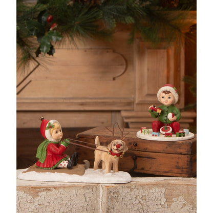 Bethany Lowe Christmas Clare with Puppy TD4192 - The Primitive Pineapple Collection