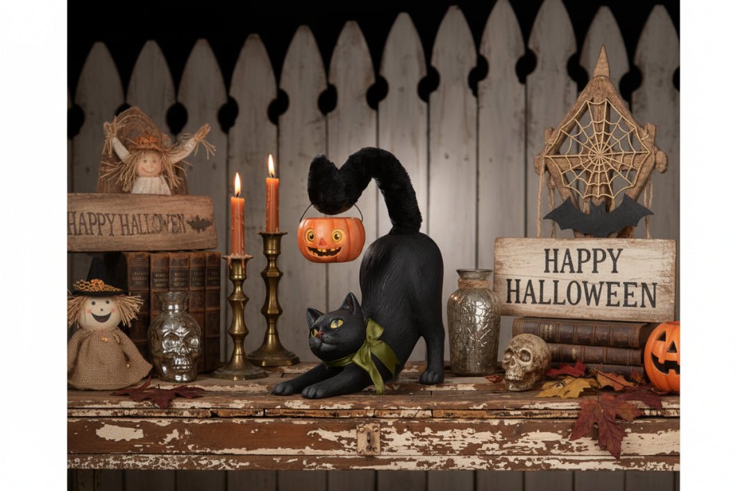 Bethany Lowe Halloween Pumpkin Prowler Cat TD5148 - The Primitive Pineapple Collection