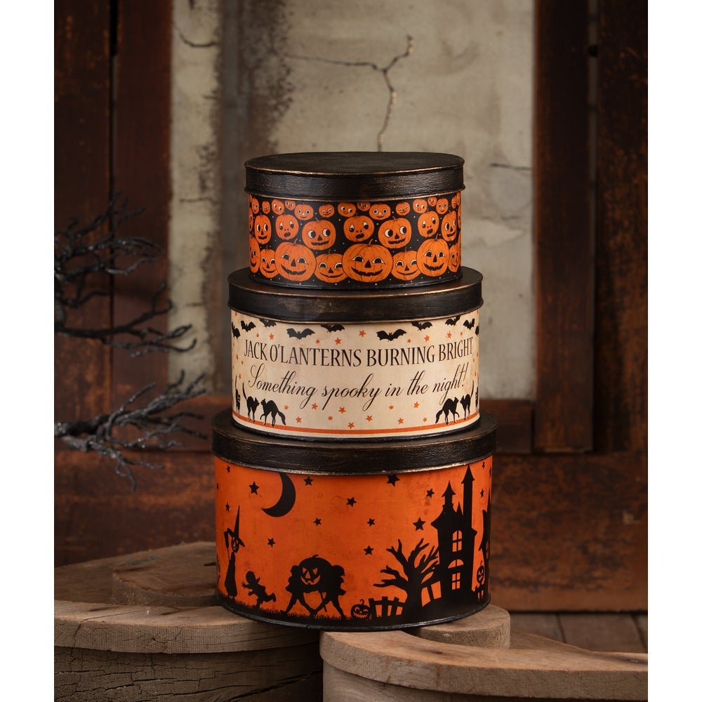 Bethany Lowe Halloween Vintage Tins 3 pc TF4245 - The Primitive Pineapple Collection