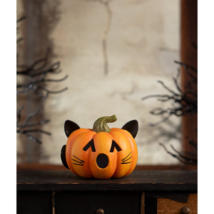 Bethany Lowe Halloween Pumpkin Cat Luminary TF4248 - The Primitive Pineapple Collection