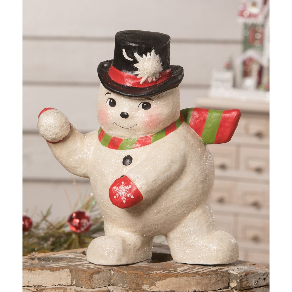 Bethany Lowe Christmas Snowball Fight Snowman TJ0185 - The Primitive Pineapple Collection