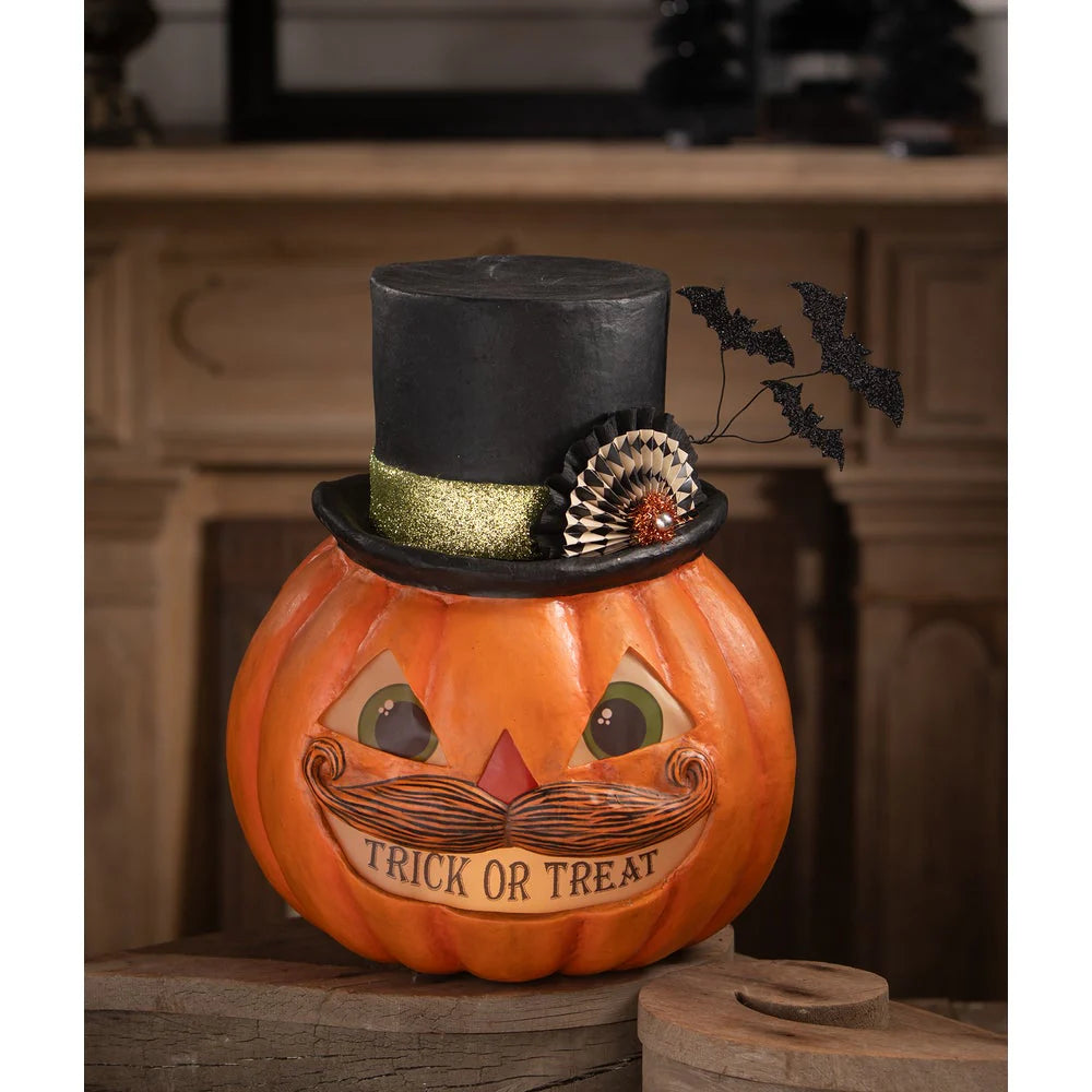 Bethany Lowe Halloween Trick or Treat Pumpkin Stache TJ4308