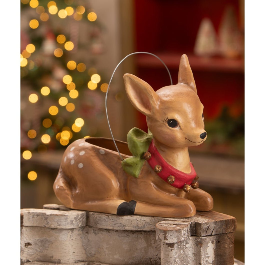 Bethany Lowe Christmas Jingle Bell Reindeer Bucket TJ4315 - The Primitive Pineapple Collection
