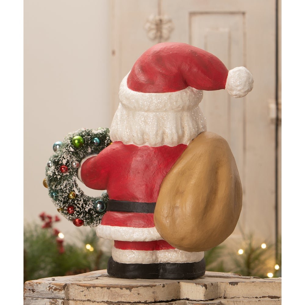 Bethany Lowe Christmas Jolly Fat Santa with Wreath TJ4316 - The Primitive Pineapple Collection