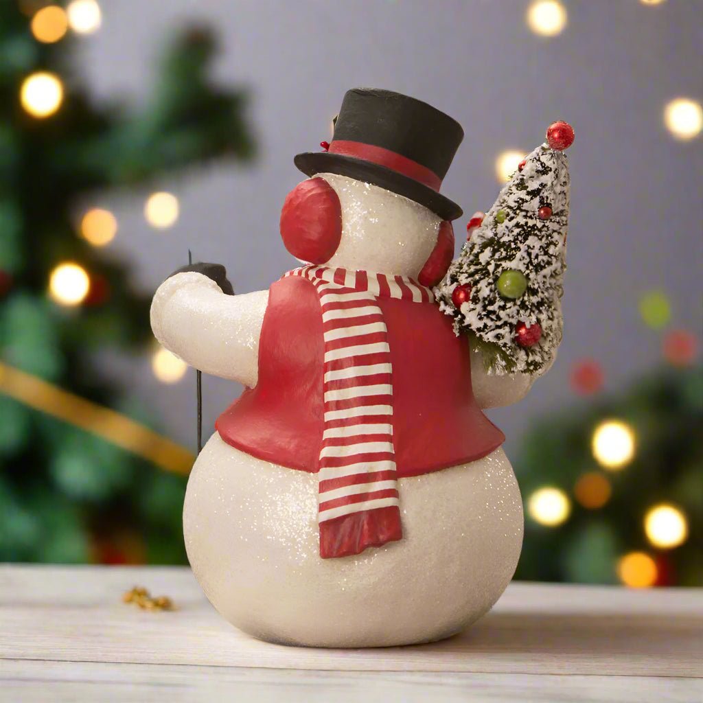 Bethany Lowe Christmas Snowman Stanley with Lantern TJ4317 - The Primitive Pineapple Collection