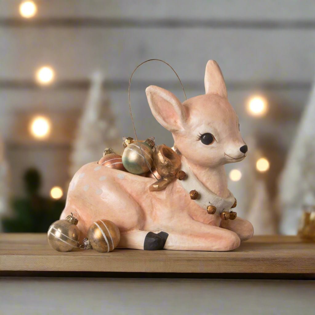 Bethany Lowe Christmas Pinky Reindeer Bucket TJ4320 - The Primitive Pineapple Collection