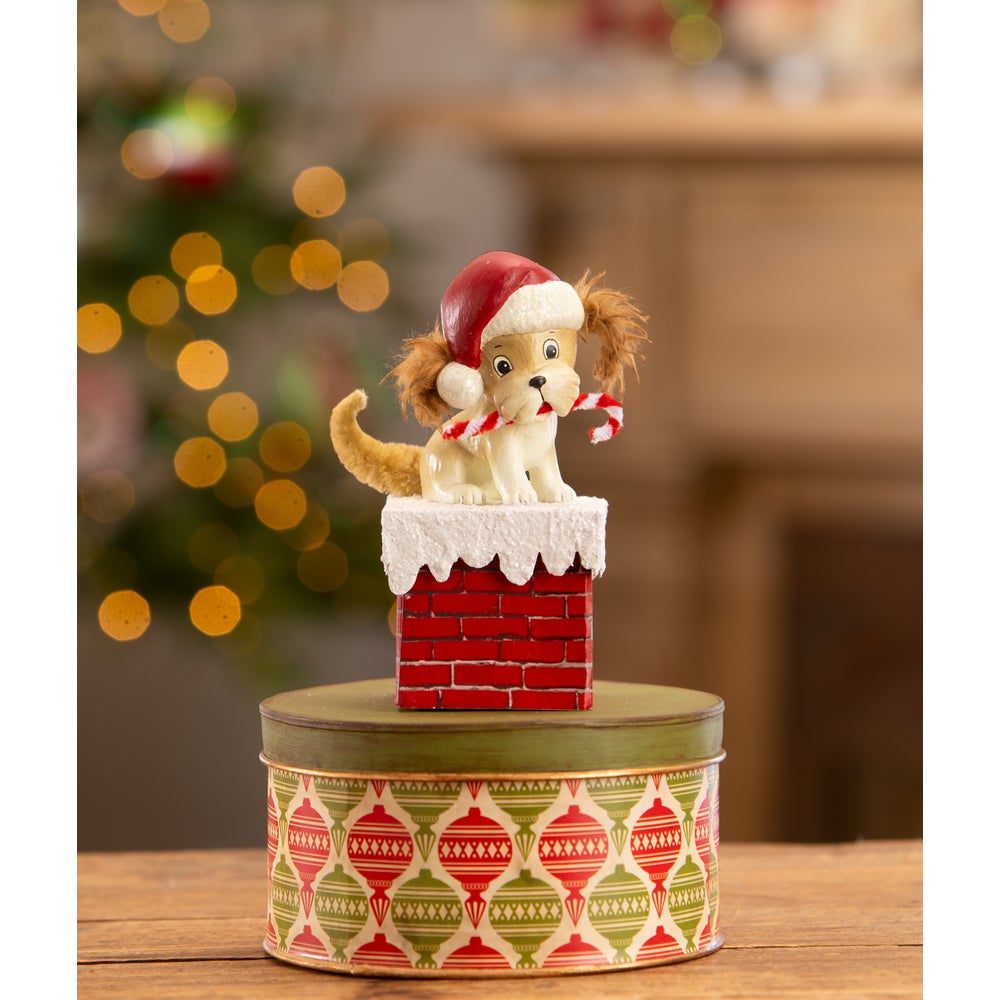 Bethany Lowe Christmas Puppy on Box TL3368