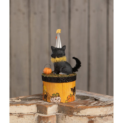 Bethany Lowe Halloween Cecil Cat On Box TL4355 - The Primitive Pineapple Collection
