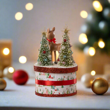 Bethany Lowe Christmas Retro Ruby Reindeer on Box TL4379