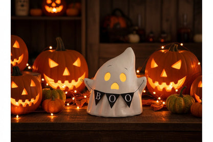 Bethany Lowe Halloween Luminary Boo with Banner TL5357 - The Primitive Pineapple Collection
