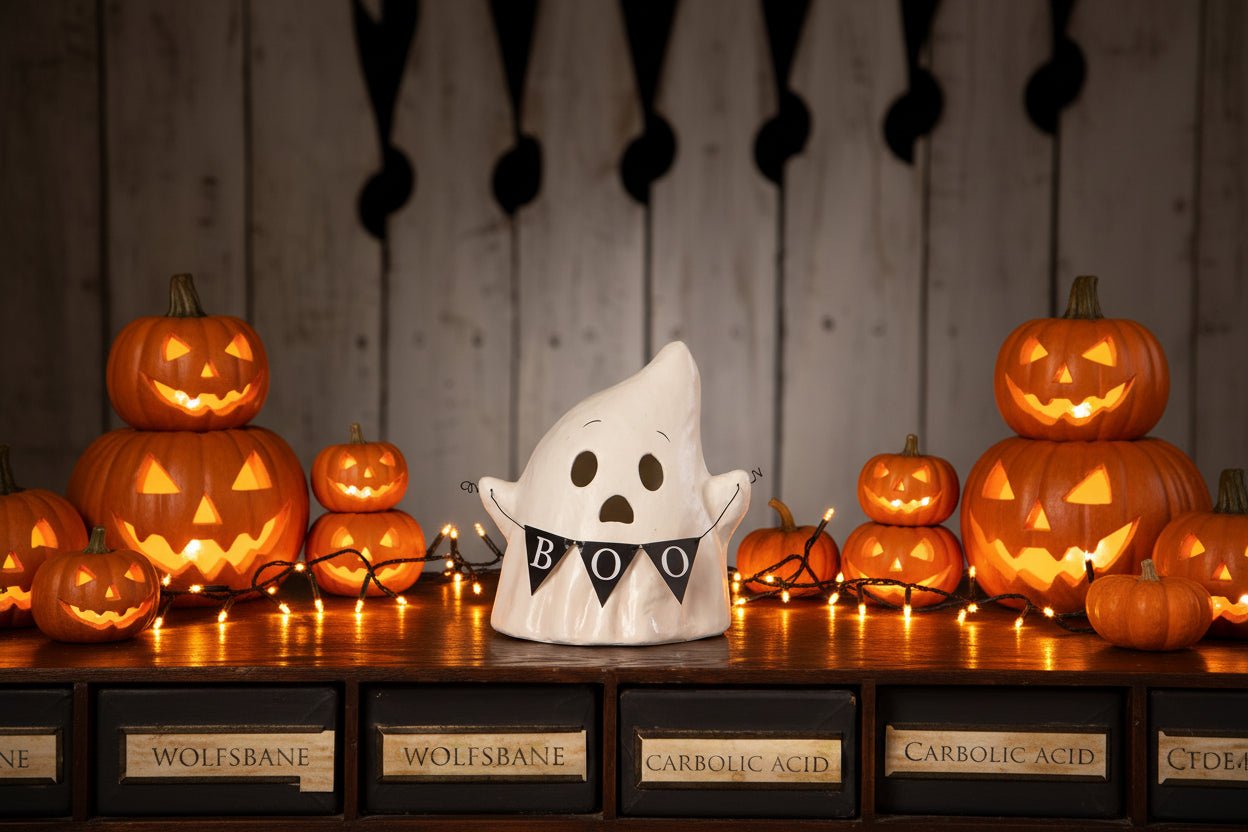 Bethany Lowe Halloween Luminary Boo with Banner TL5357 - The Primitive Pineapple Collection