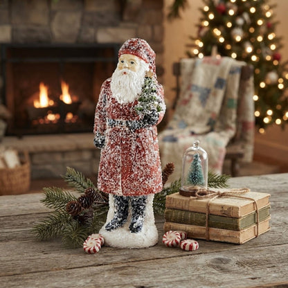 Primitive Vintage Look Christmas 8" Resin Sugared Santa Figurine 3 Styles - The Primitive Pineapple Collection