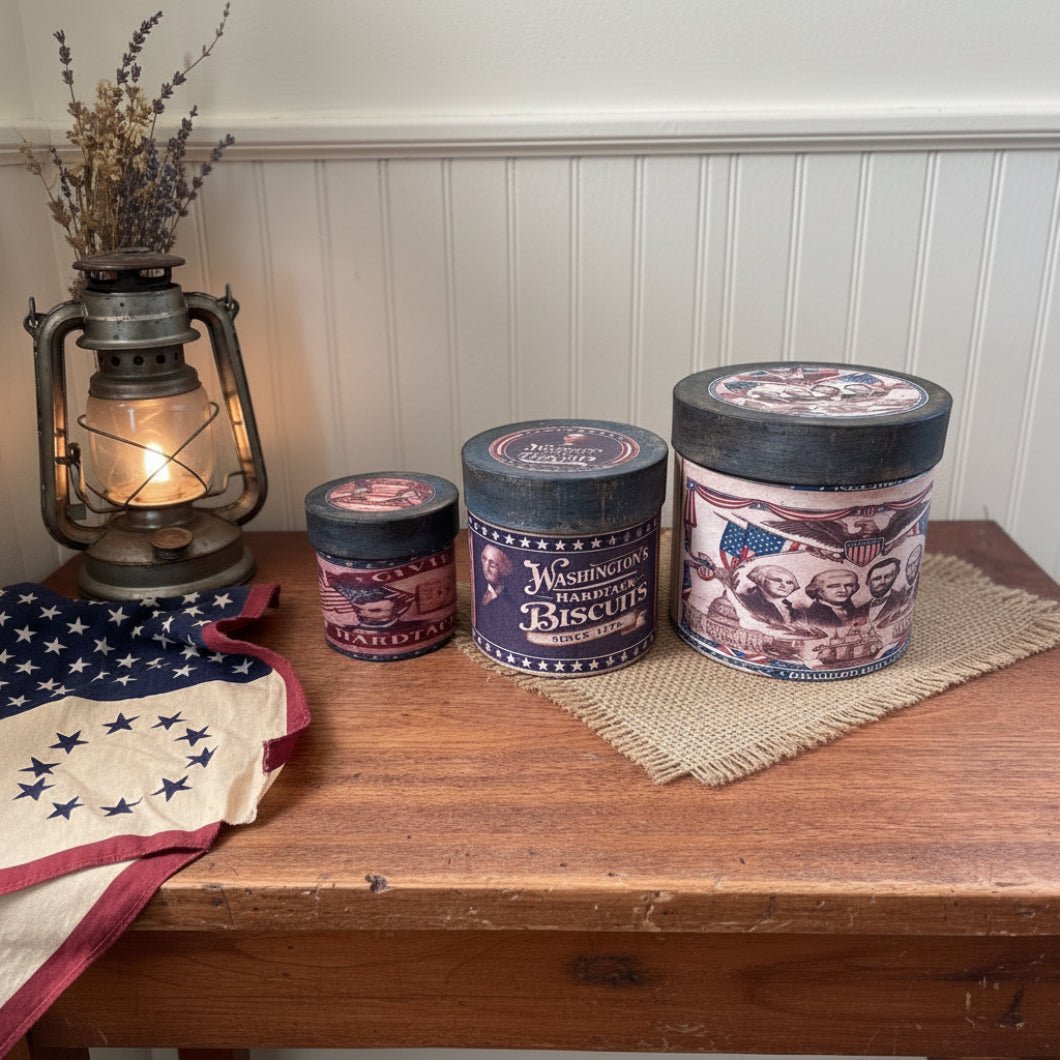 Primitive USA Patriotic Three Stack Round Box Set - The Primitive Pineapple Collection