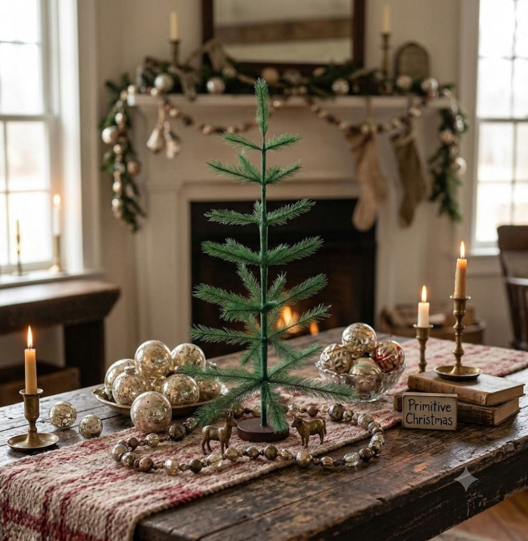 Primitive Farmhouse 36" Emerald Green Feather Tree