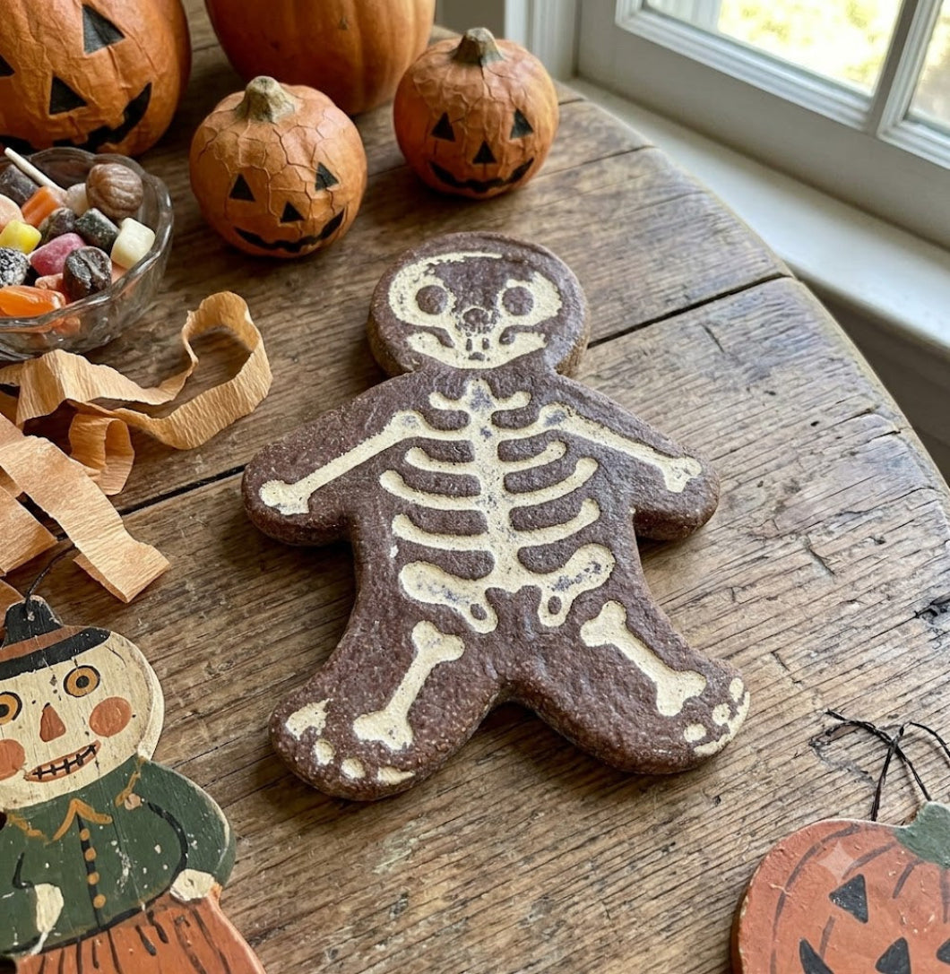 Primitive Faux Halloween Skeleton Cookie Bowl Fillers 5"