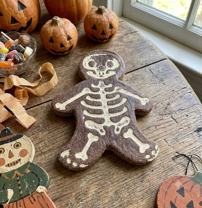 Primitive Faux Halloween Skeleton Cookie Bowl Fillers 5"