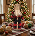 Primitive Buffalo Plaid Santa Stump Doll with Bells – 12" Rustic Christmas Decor - The Primitive Pineapple Collection