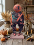 Handcrafted by Michelle Halloween Mr. Pumpkin Man Doll with Cat – Hand-Sculpted Clay Folk Art - The Primitive Pineapple Collection