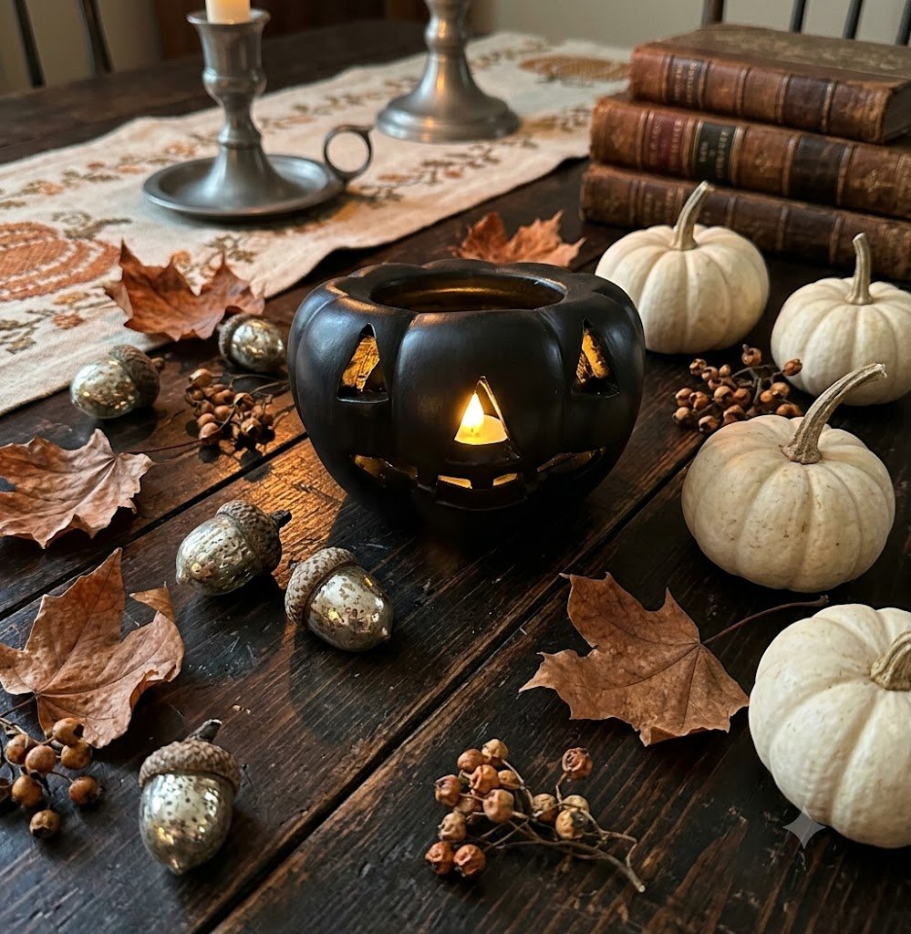 Fall Halloween 5" LED Short Jack O Lantern Candle w/ Timer - The Primitive Pineapple Collection