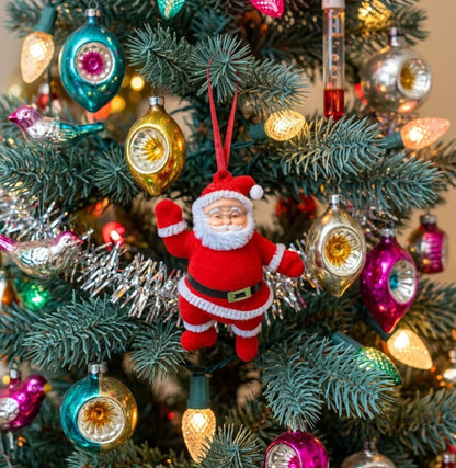 Christmas Vintage Look 4.5" Classic Flocked Mini Santa Ornament - The Primitive Pineapple Collection