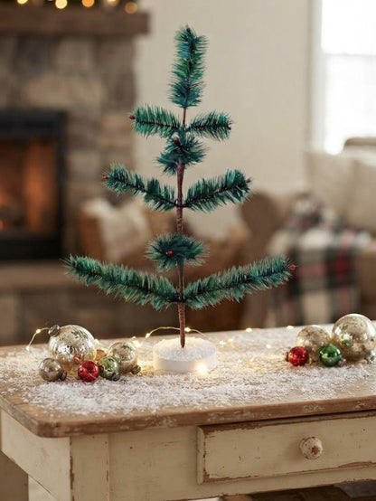 Primitive Christmas German Style Goose Feather Tree w/ Red Berries 15" - The Primitive Pineapple Collection