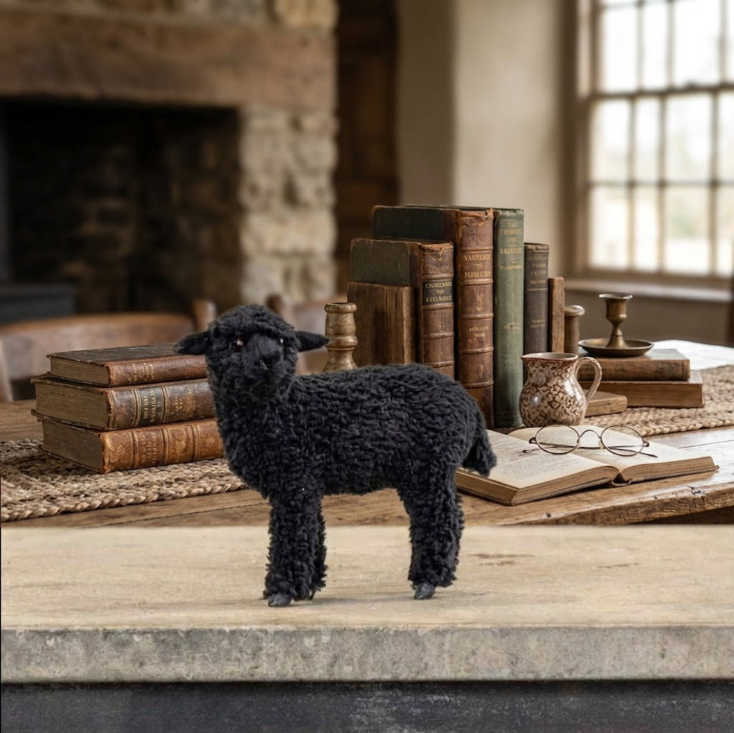 Primitive Ragon House 4.75" Standing Black Sheep Figurine