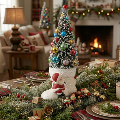 Bethany Lowe Santa Boot With Christmas Tree TL5378 | Holiday Folk Art Figurine - The Primitive Pineapple Collection