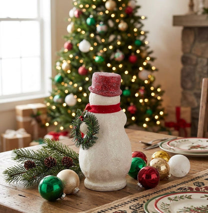 Primitive Christmas 12" Snow Woman with Wreath Figurine