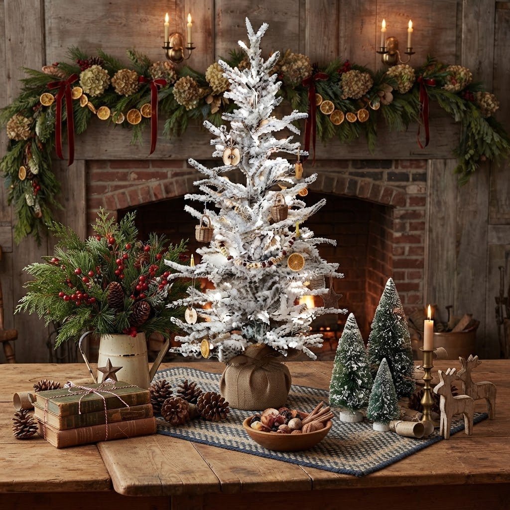 36" Pre-Lit Snowy Pine Christmas Tree with Burlap Base - The Primitive Pineapple Collection