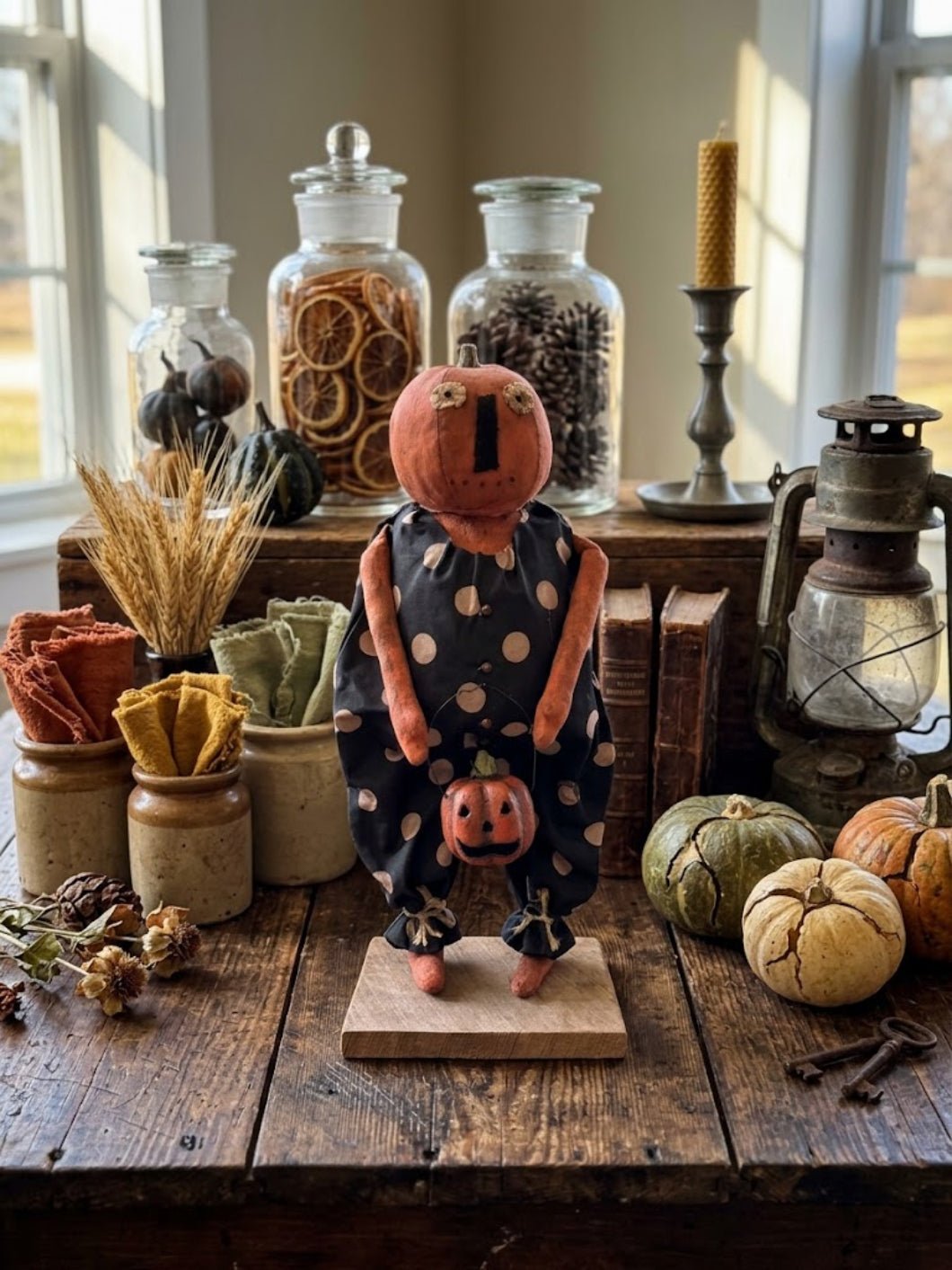 Handcrafted by Michelle Halloween Mr. Pumpkin Man Doll - The Primitive Pineapple Collection