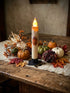 Primitive Handcrafted 7" Flower Top Pumpkin Flicker LED Timer Taper Candle - The Primitive Pineapple Collection