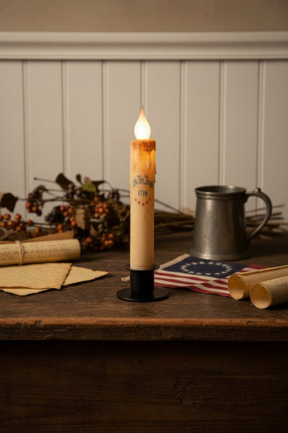 7" Flameless Americana "We The People" LED Timer Taper Candle - The Primitive Pineapple Collection