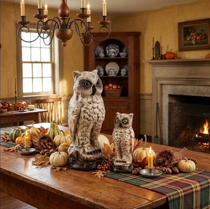 Fall Ragon House Collectable 6” Vintage White Owl Centerpiece Figurine - The Primitive Pineapple Collection