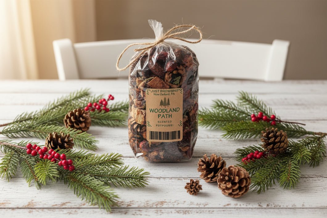 Handcrafted USA Farmhouse Woodland Path Potpourri w/Rosehips - The Primitive Pineapple Collection