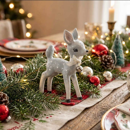Ragon House Retro Blue Deer Christmas Figurine, 5"