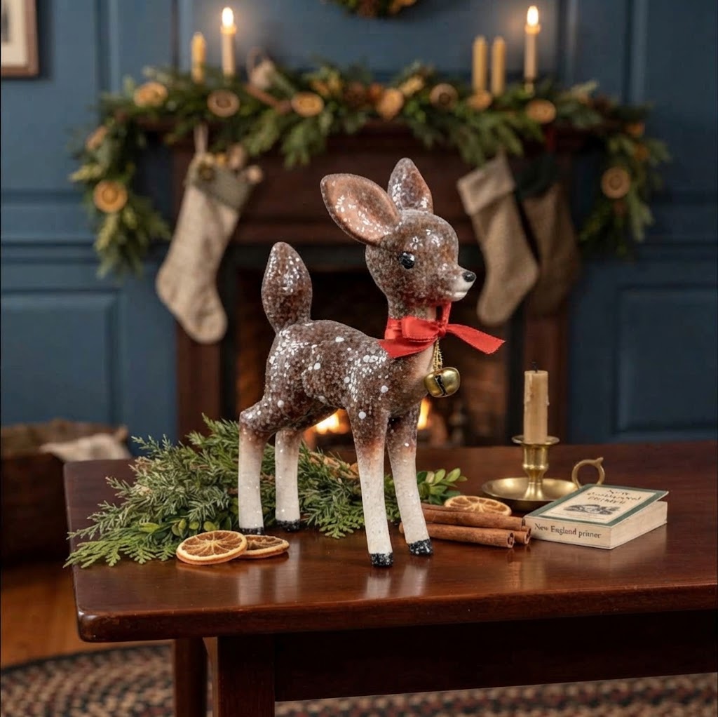 Ragon House Retro Brown Deer Christmas Figurine, 6.5"