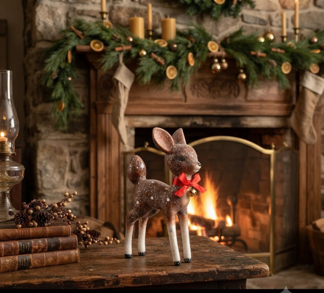 Primitive Christmas Ragon House Retro 9.75" Brown Deer Figurine
