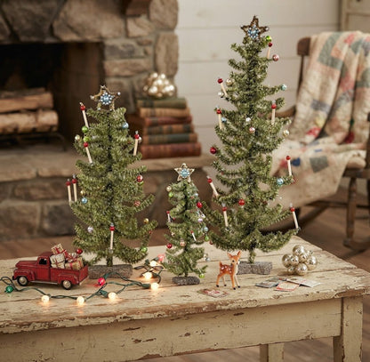 Ragon House 11" Decorated Green Tinsel Christmas Tree - The Primitive Pineapple Collection