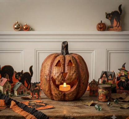 Ragon House Mache 5.5" Orange Big Mouth Pumpkin Jack O Lantern Halloween