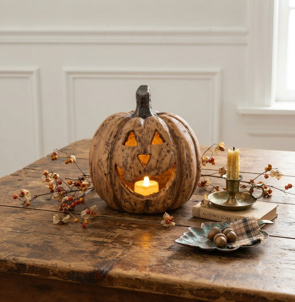 Ragon House Mache 5.5" Terra Cotta Big Mouth Pumpkin Jack O Lantern Halloween