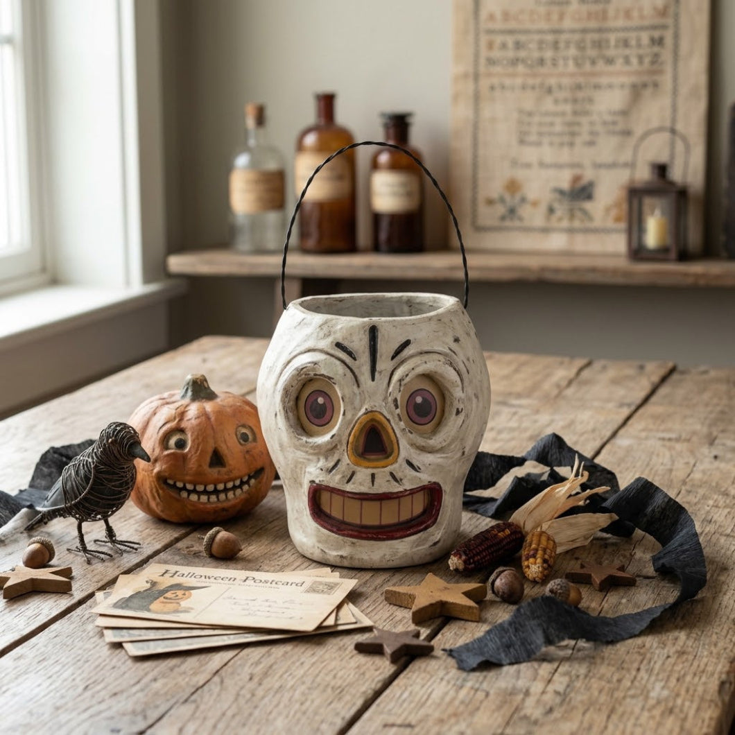 Ragon House Halloween Vintage Look Skeleton Candy Container w/Handle
