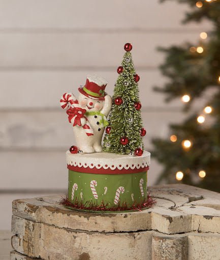 Bethany Lowe Christmas Happy Snowman on Box TL2361 - The Primitive Pineapple Collection