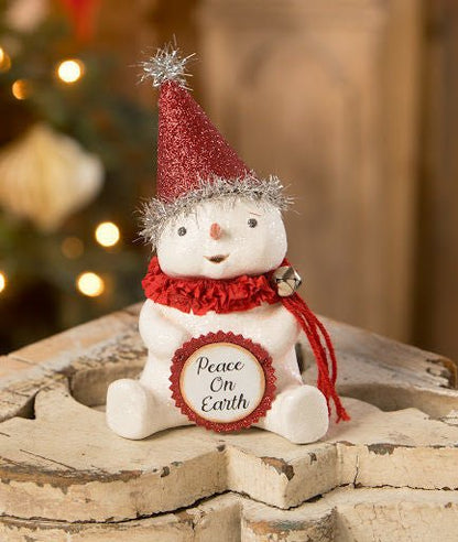 Bethany Lowe Christmas Peace on Earth Snowman MA2080 - The Primitive Pineapple Collection