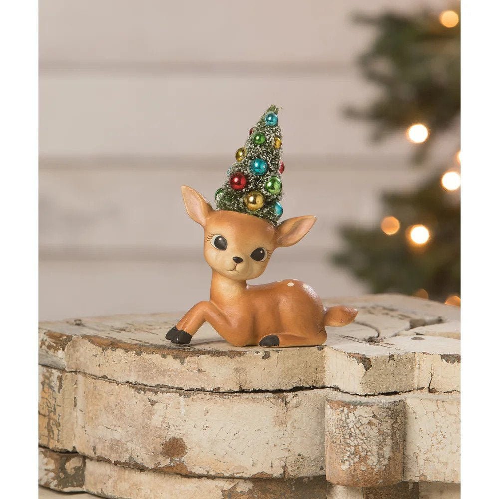 Bethany Lowe Christmas Merry &amp; Bright Resting Reindeer TL2377 - The Primitive Pineapple Collection